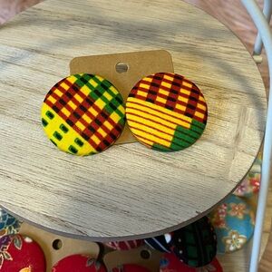 Fabric Button Earrings | Handmade | Lightweight | Bold Statement | Ankara